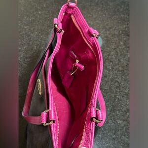 Fuchsia pink and brown coach bag. Purchased never used. Has original tags.